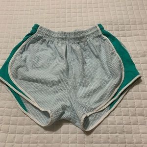 LAUREN JAMES Light Aqua Blue Lauren James Seersucker Shorts w/ Teal Accent